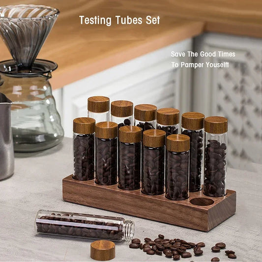 Coffee Beans Storage Container & Testing tubes.